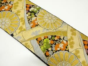 アンティーク　竹に菊・桐模様織り出し袋帯（材料）